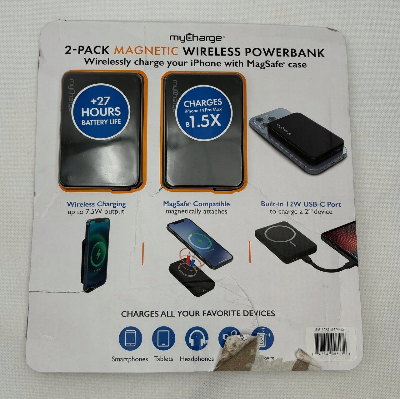 thumb MyCharge 5000mAh Magnetic Powerbank (2 Pack) for Magsafe Phones - Black (Powystawowy)