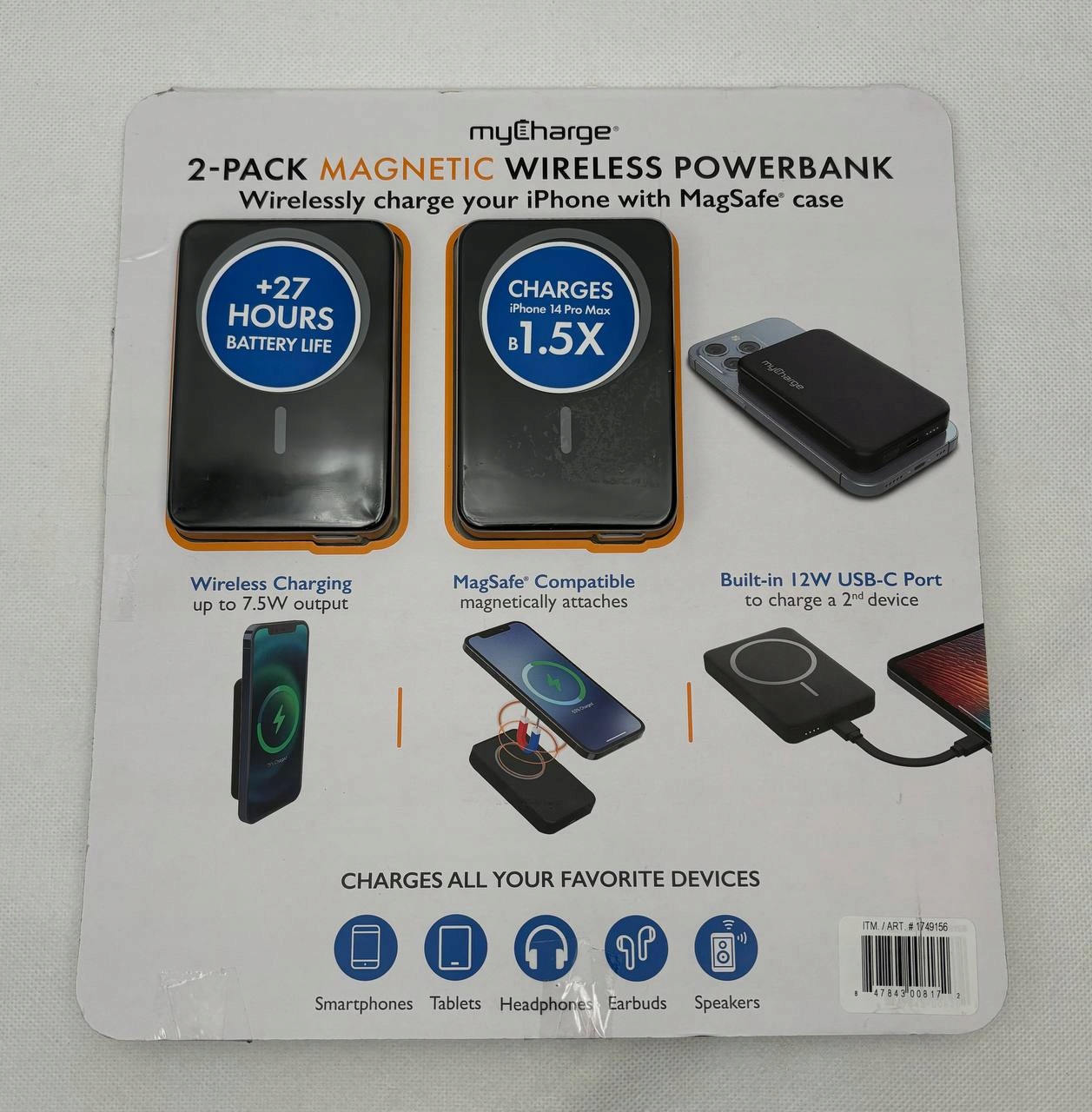 thumb MyCharge 5000mAh Magnetic Powerbank (2 Pack) for Magsafe Phones - Black (Powystawowy)