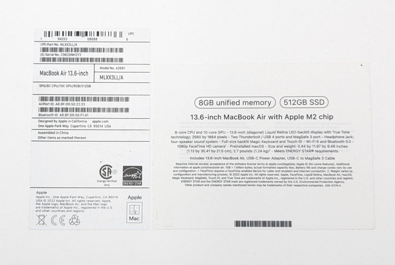 thumb Laptop Apple MacBook Air 13 M2 Apple M 8 GB / 512 GB szary (Powystawowy)