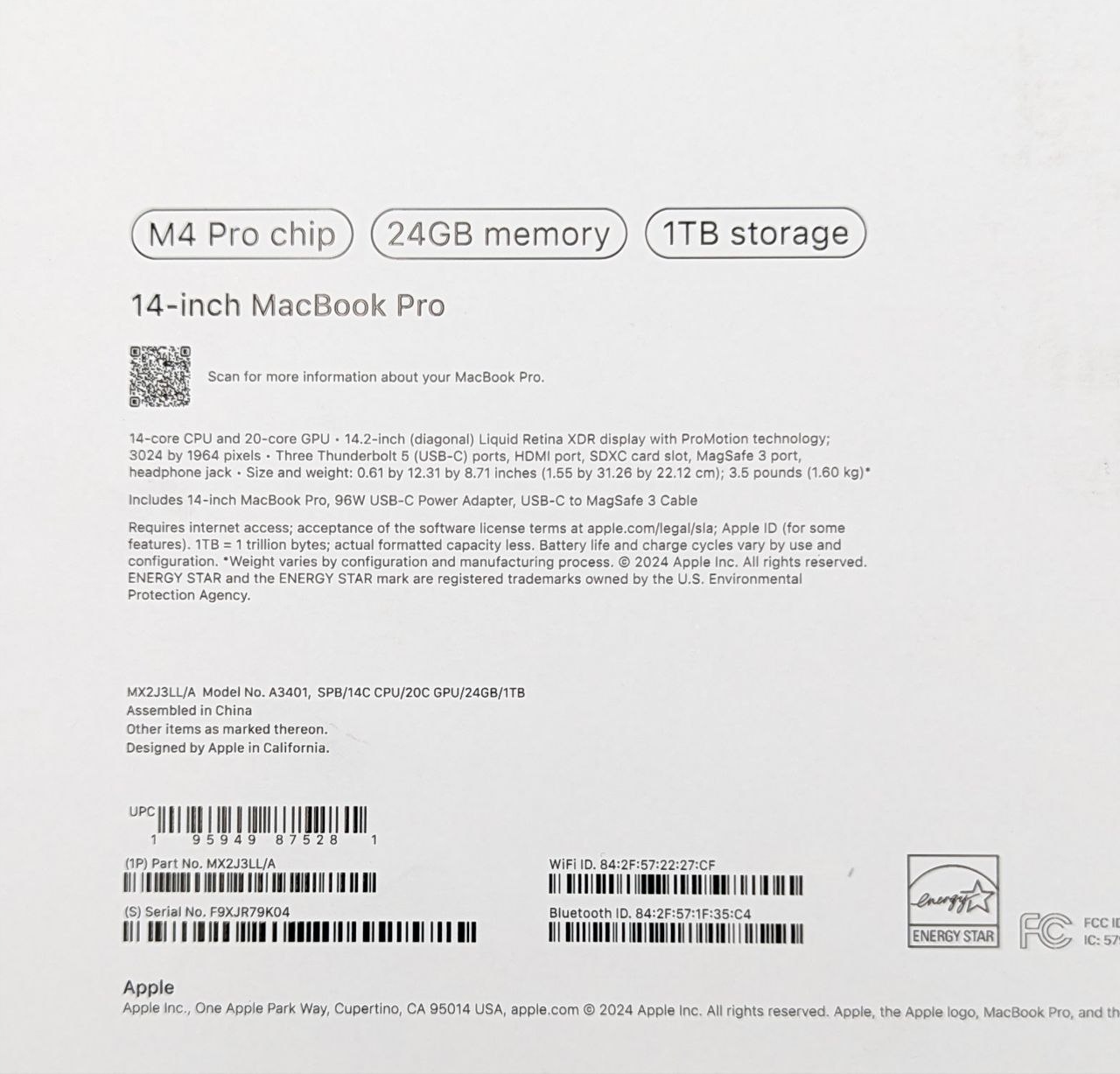 thumb Laptop Apple MacBook Pro 14 M4 Pro Apple M 24 GB / 1024 GB czarny (Powystawowy)