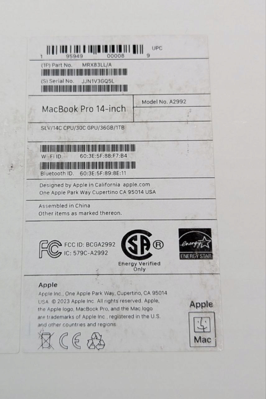thumb Laptop Apple MacBook Pro 14 M3 MAX Apple M 36 GB / 1024 GB srebrny (Powystawowy)